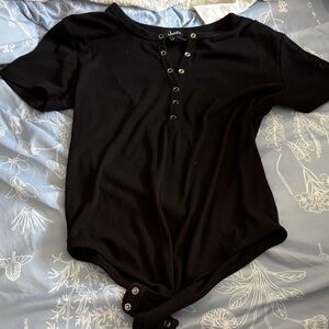 Justify Black Bodysuit with Snap Detail